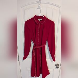 Hobbs Red Belted Dress US 4